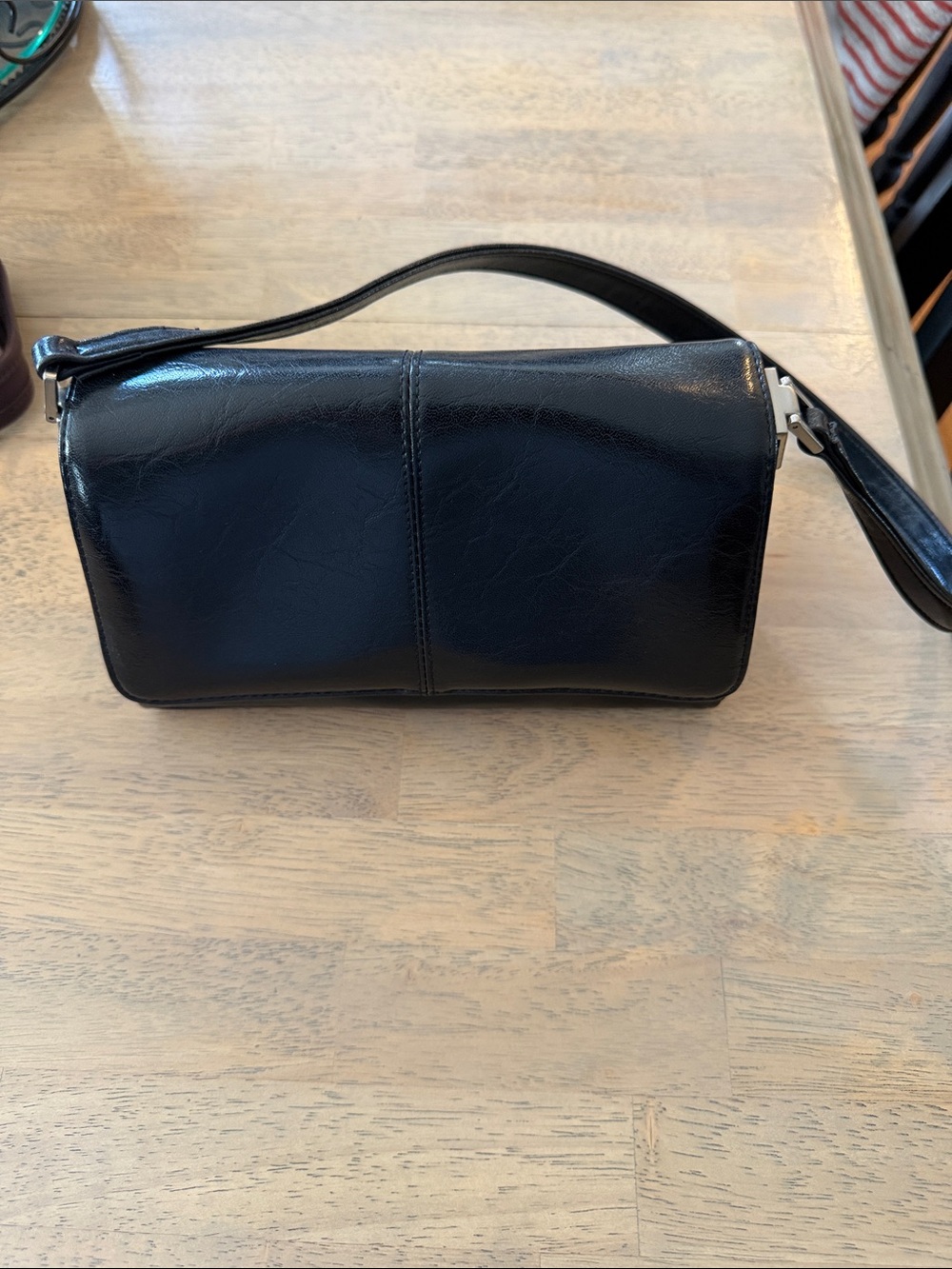 Liz Claiborne Black Leather Wristlet Clutch